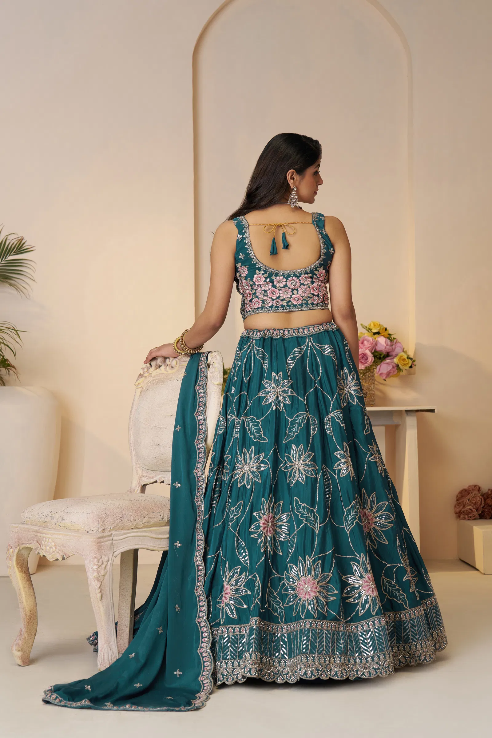 Kf 28 Blue Satin Silk Sequin Work Bridal Lehenga Wholesale Market In Surat